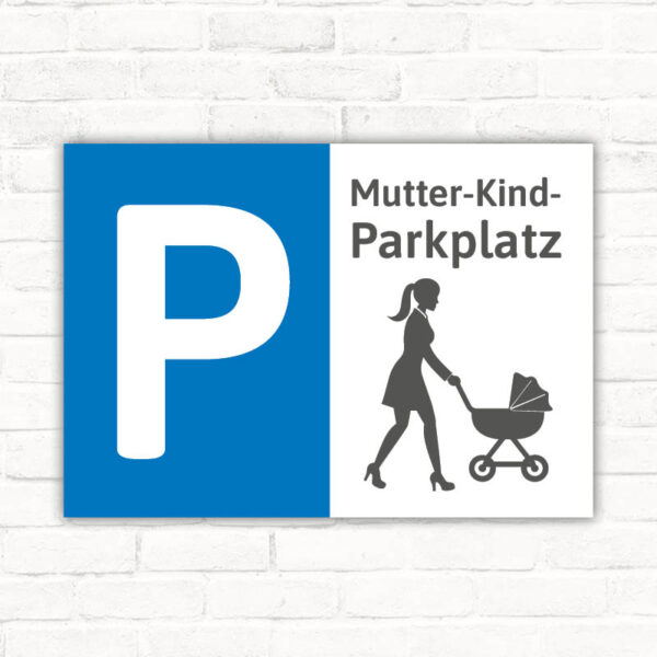Schild Parkplatzschild Mutter und Kind Kinderwagen