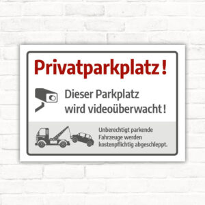 Schild Privatparkplatz Dieser Parkplatz wird videoüberwacht Unberechtigt parkende Fahrzeuge werden kostenpflichtig abgeschleppt