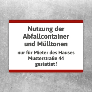 Mülltonnen nur für Mieter Aufkleber als konturgeschnittener Hinweisaufkleber