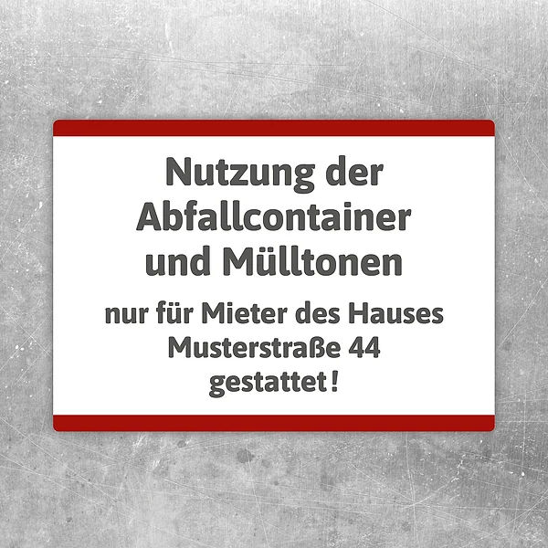 Mülltonnen nur für Mieter Aufkleber als konturgeschnittener Hinweisaufkleber