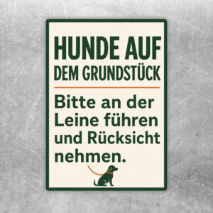 Hunde auf dem Grundstück Aufkleber – Bitte an der Leine führen – Standard-Mockup