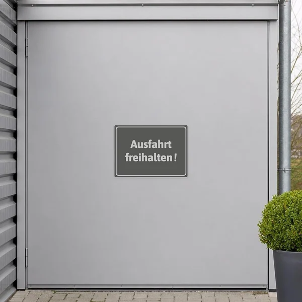 Edel gestalteter Aufkleber mit dem Hinweis Ausfahrt freihalten für private oder gewerbliche Zufahrten.