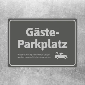 Aufkleber Gästeparkplatz mit Abschlepper in grau edler Gestaltung für reservierte Besucherplätze.