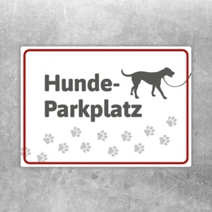 Aufkleber mit der Aufschrift Hunde-Parkplatz und Hundesymbol für eine klare Parkplatzkennzeichnung.