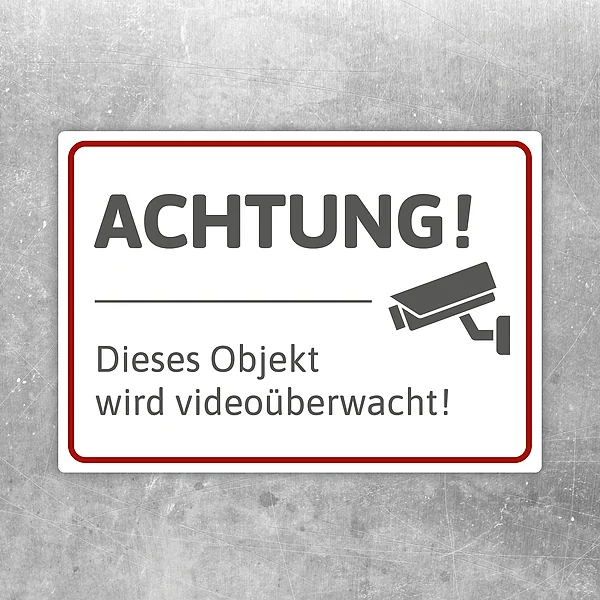 Aufkleber mit Hinweis Video-Objekt und Kamerasymbol für überwachte Eingänge