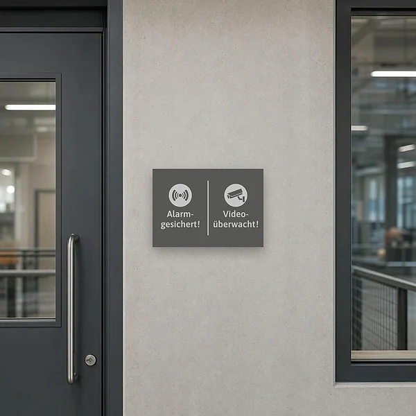 Rechteckiger Schild Video-Alarm für Eingänge mit Alarm- und Kamera-Hinweis