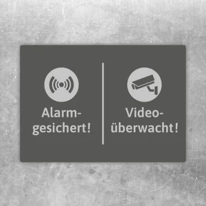 Aufkleber mit der Aufschrift Video-Alarm und Symbolen für Alarm und Überwachung
