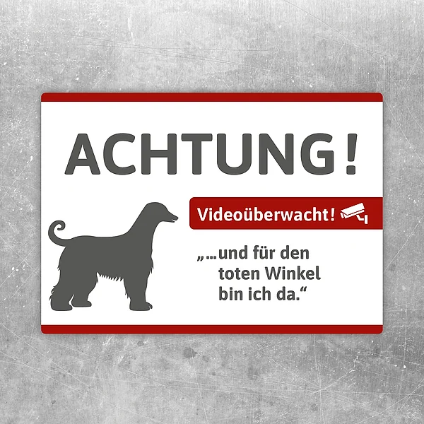 Aufkleber mit Greyhound, Achtung und Videohinweis für einen klaren Hinweisbereich.