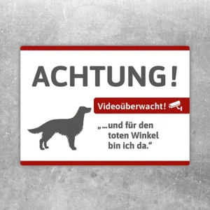 Aufkleber mit Hundesilhouette und dem Hinweis „Videoüberwacht“ für Hof und Eingang.