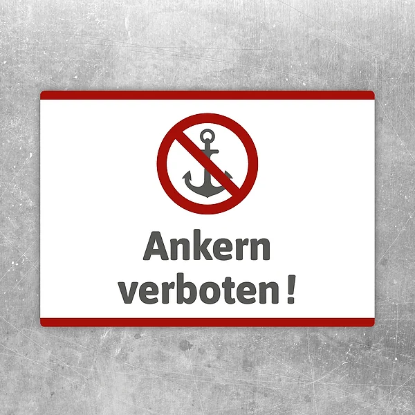 Aufkleber mit durchgestrichenem Anker und dem Text Ankern verboten.