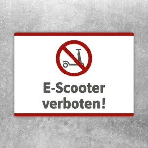 Aufkleber mit Verbotssymbol und Text E-Scooter verboten für klare Hinweise