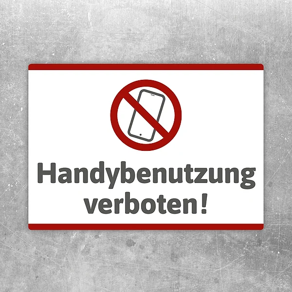 Aufkleber mit Symbol und Text Handybenutzung verboten für klare Hinweise im Innenbereich.