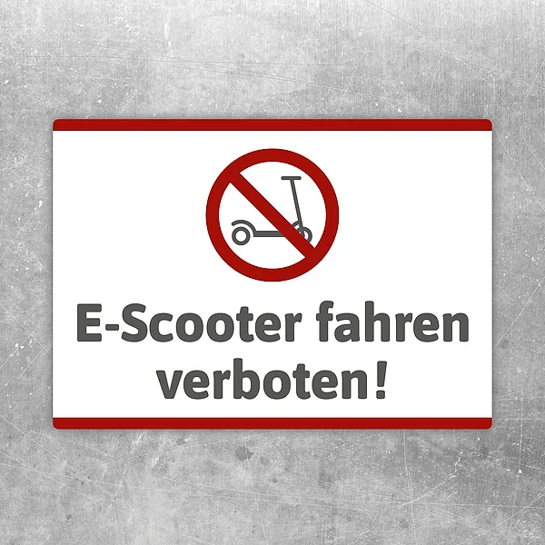 Aufkleber mit Verbotssymbol und Text „E-Scooter fahren verboten“ für klare Hinweise.