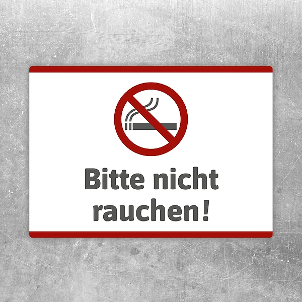 Aufkleber mit der Aufschrift Bitte nicht rauchen und durchgestrichenem Zigarettenmotiv.