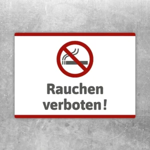 Aufkleber mit rotem Verbotssymbol und dem Text Rauchen verboten für klare Hinweise.