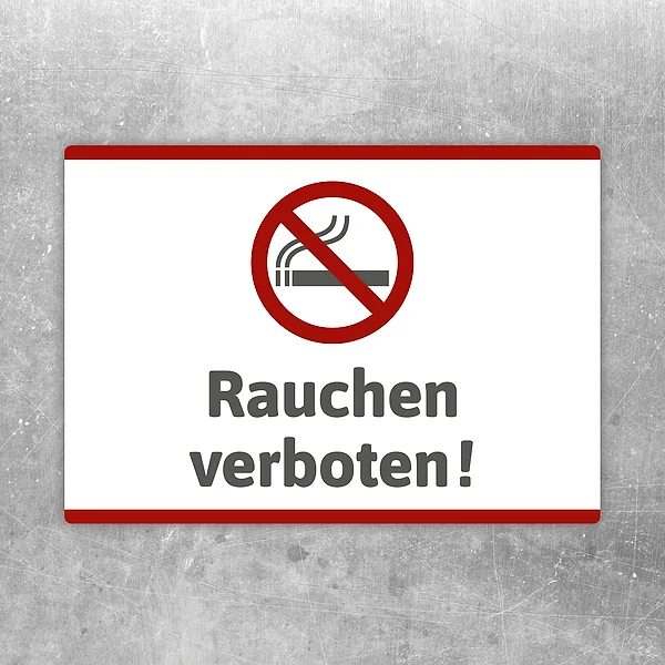 Aufkleber mit rotem Verbotssymbol und dem Text Rauchen verboten für klare Hinweise.