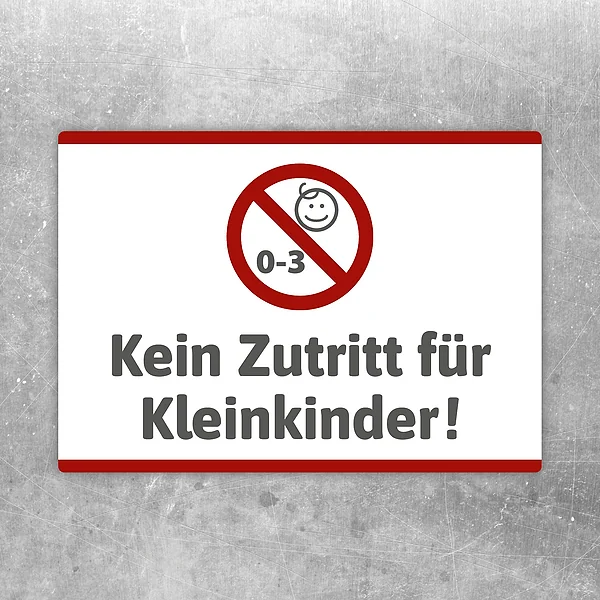 Aufkleber mit Verbotssymbol und Text „Kein Zutritt für Kleinkinder“ für klare Zugangshinweise.