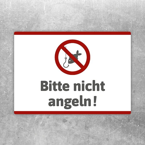 Aufkleber mit durchgestrichenem Angelmotiv und dem Text Bitte nicht angeln.
