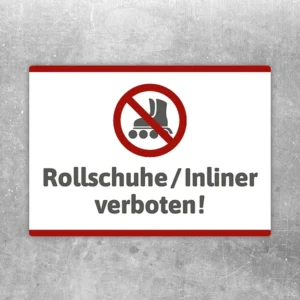 Aufkleber mit Symbol und Text Rollschuhe Inliner verboten für klare Bereiche ohne Rollenverkehr