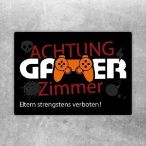 Aufkleber mit der Aufschrift Achtung Gamer Zimmer für Tür oder Jugendzimmer.