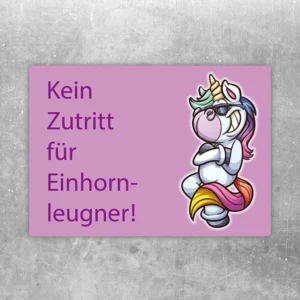 Aufkleber mit Einhorn und dem Spruch „Kein Zutritt für Einhornleugner“ für das Mädchenzimmer.