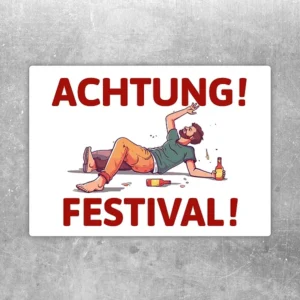 Aufkleber mit dem Motiv Achtung Festival für auffällige Event- und Partyhinweise.