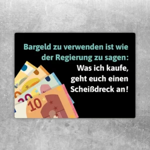 Aufkleber mit der Aufschrift Bargeld nicht abschaffen und deutlichem Statement zu Bargeld.