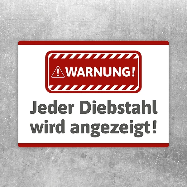 Aufkleber mit Warnhinweis Jeder Diebstahl wird angezeigt für Eingänge und Verkaufsbereiche.