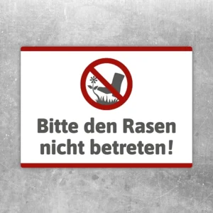 Aufkleber mit dem Hinweis Bitte den Rasen nicht betreten für Garten und Vorgarten.