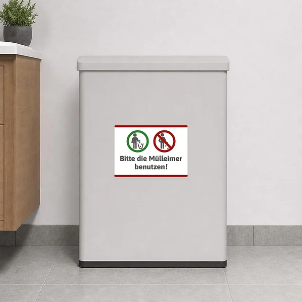 Warnaufkleber mit der Aufschrift Bitte den Rasen nicht betreten für gepflegte Rasenflächen