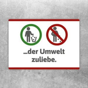 Aufkleber Mülleimer benutzen mit Hinweis, Abfall in den vorgesehenen Behälter zu werfen.