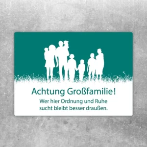 Aufkleber Achtung Großfamilie mit klarem Hinweis für lebhaften Familienalltag an der Tür.