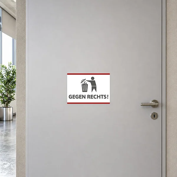 Querformatiger Aufkleber Gegen Rechts für Schaufenster, Türen und sichtbare Protestflächen