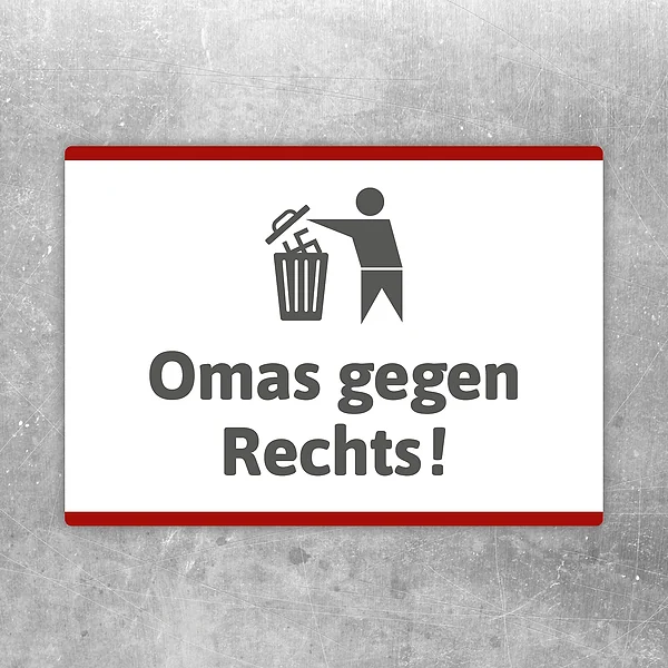 Aufkleber Omas gegen Rechts mit klarer politischer Botschaft und gut lesbarem Schriftzug.
