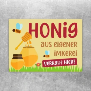 Honig Verkaufsaufkleber aus eigener Imkerei in der korrekten Originalschrift