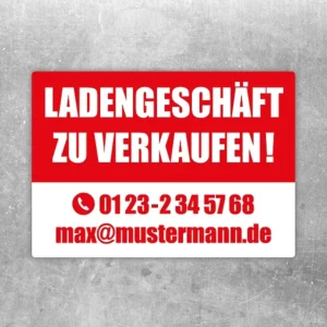Aufkleber mit dem Hinweis „Ladengeschäft zu verkaufen“ für Schaufenster und Eingang