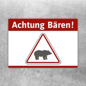Aufkleber mit Warnsymbol und dem Text Achtung Bären für klare Hinweise.
