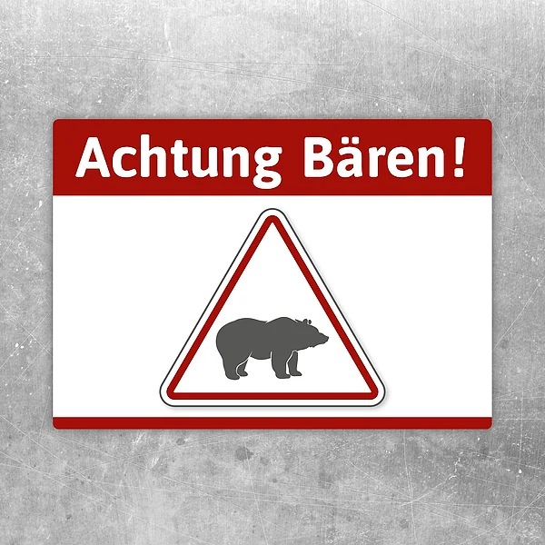Aufkleber mit Warnsymbol und dem Text Achtung Bären für klare Hinweise.