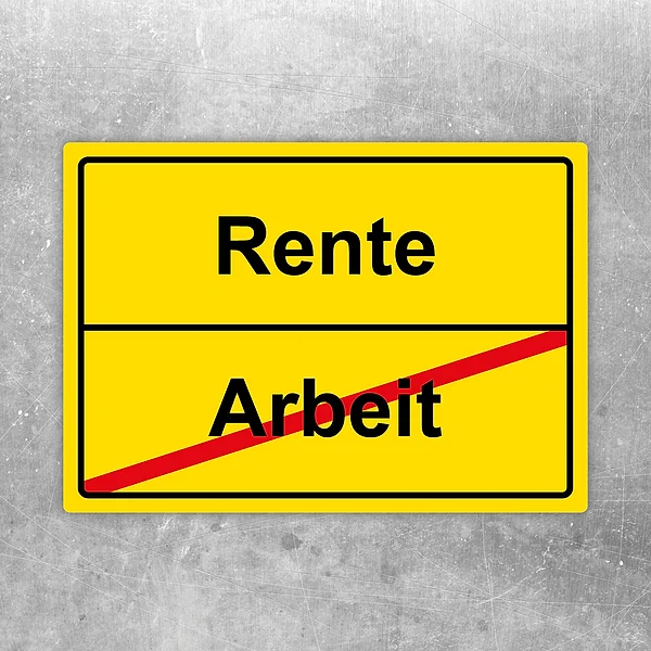 Lustiger Aufkleber mit dem Motiv Rente statt Arbeit für Ruhestand und Geschenkidee.