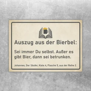 Lustiger Bierbel-Aufkleber mit Bier-Spruch für Bar, Küche oder Partyraum.