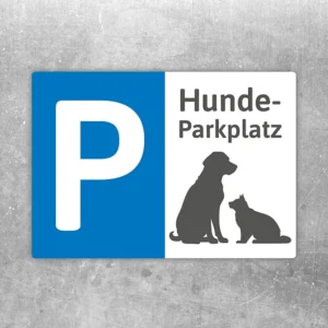 Aufkleber mit Hunde-Parkplatz-Motiv und großem P für den reservierten Stellplatz