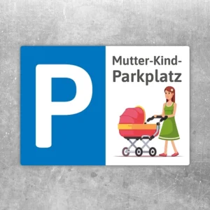 Aufkleber mit Mutter-Kind-Parkplatz und Kinderwagen als klarer Hinweis für Familienstellplätze.