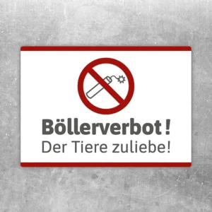 Aufkleber mit Böllerverbot den Tieren zuliebe und durchgestrichenem Feuerwerksmotiv.