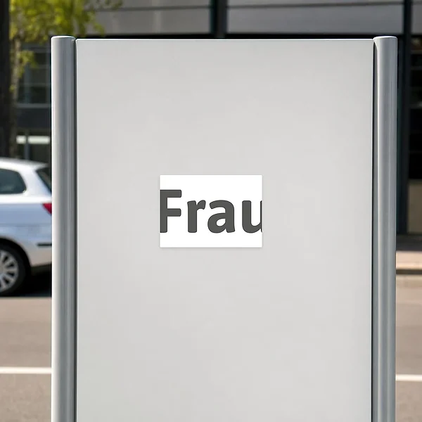 Querformatiger Aufkleber Frauenparkplatz für die klare Kennzeichnung eines reservierten Parkplatzes.