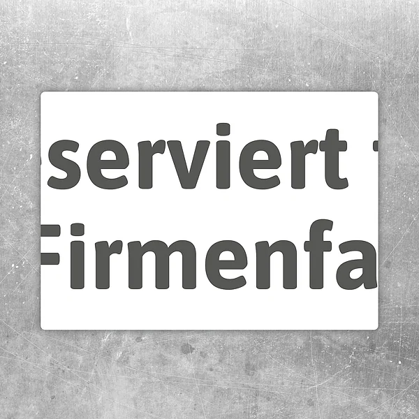 Aufkleber mit der Aufschrift Reserviert E Firmenfahrzeug für einen reservierten Parkplatz.