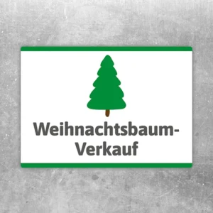 Aufkleber mit Tannenbaum und dem Hinweis Weihnachtsbaum-Verkauf für den saisonalen Verkauf.
