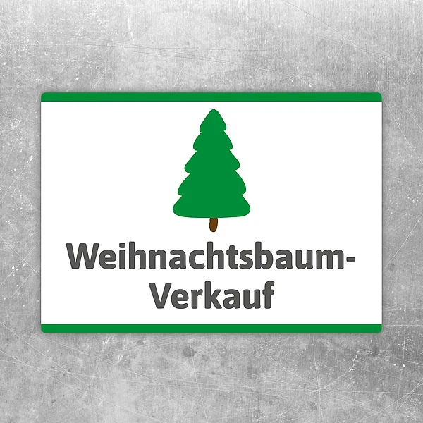 Aufkleber mit Tannenbaum und dem Hinweis Weihnachtsbaum-Verkauf für den saisonalen Verkauf.