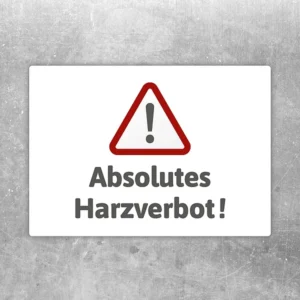 Handball Harzverbot Aufkleber mit Warnsymbol und dem Hinweis Absolutes Harzverbot.