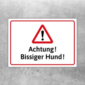 Achtung! Bissiger Hund! Aufkleber mit Warnsymbol für Haustür, Tor oder Zaun