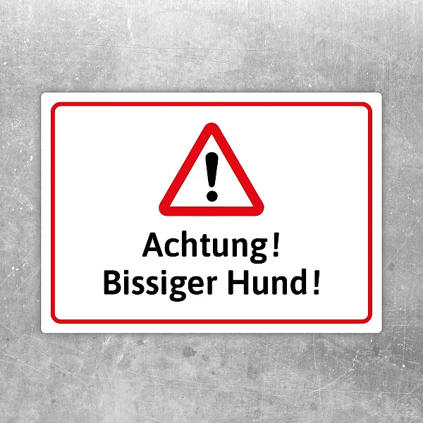 Achtung! Bissiger Hund! Aufkleber mit Warnsymbol für Haustür, Tor oder Zaun